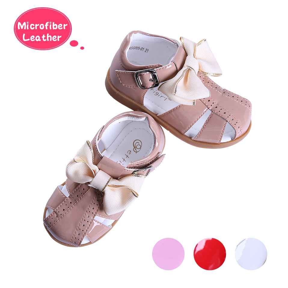 Camel Fashion Microfiber Leather Girls Sandals Shoes With Handmade Bow knot