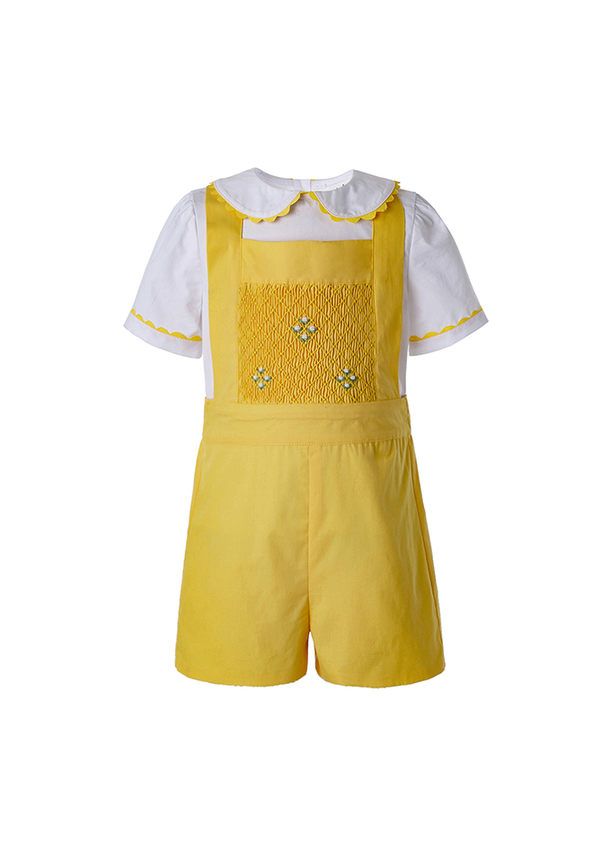 Summer Yellow Easter Boy Clothing Sets With White T Shirt