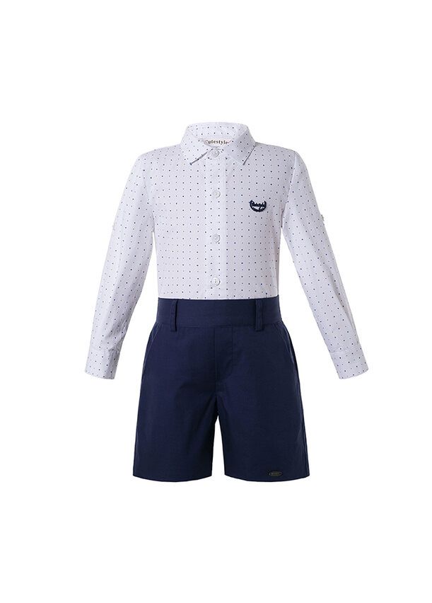 Boys Kids Clothing Boutique Summer Outfit White Polka Dot Shirt