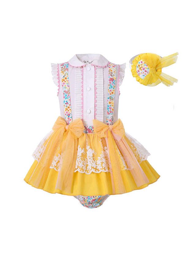 3 Pieces Babies Easter Ruffled Flower Print Boutique Outfits Cute Bloomers Hat