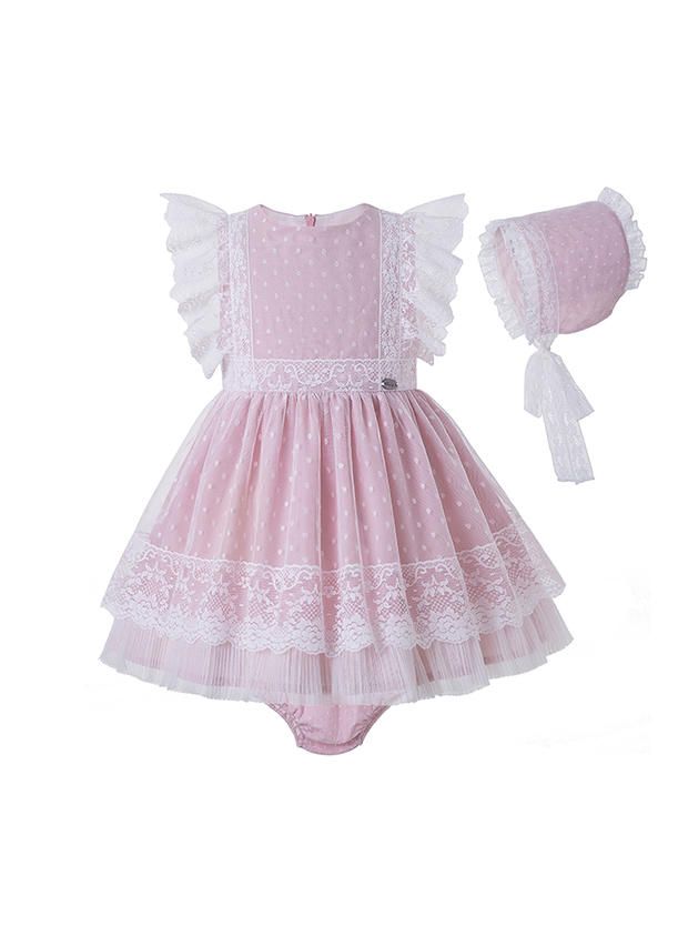 3 Pieces Babies Sweet Solid Pink Ruffled Boutique Outfits Cute Bloomers Hat