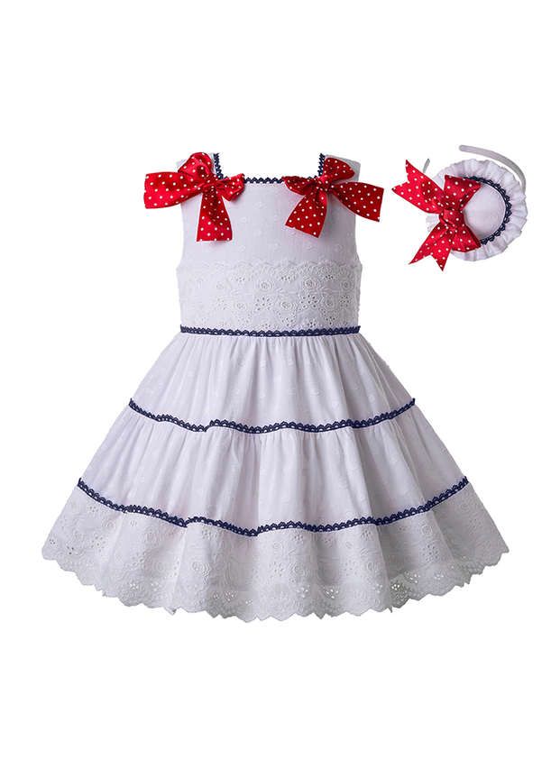 white dress with red bow