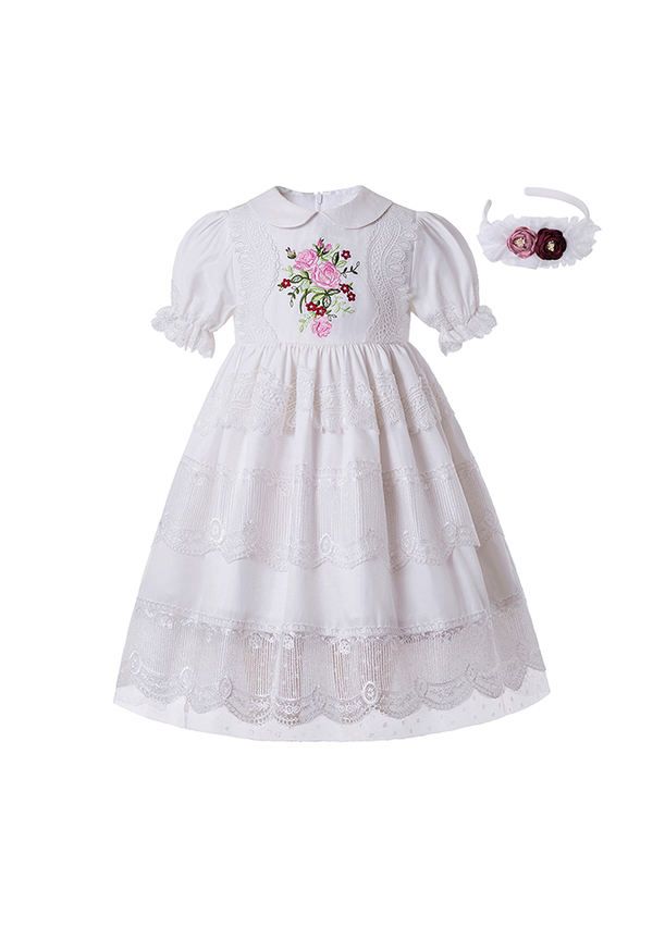 white embroidered flower dress