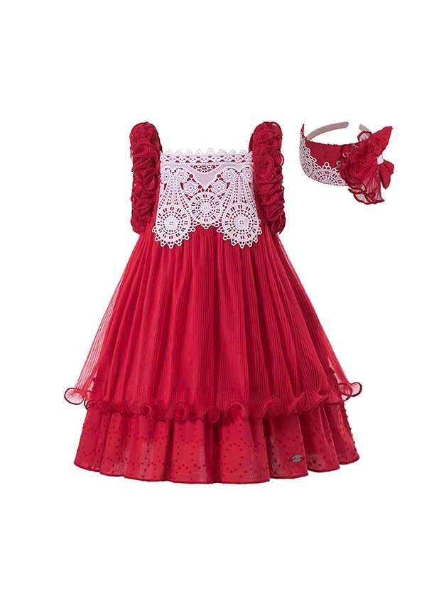 Girls plain 2024 red dress