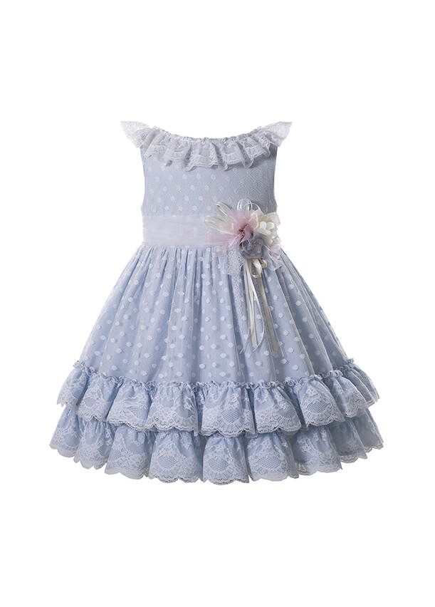 Summer Cute Double layered Sleeveless Dots Ruffle Worsted Girls