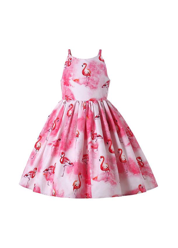 Only 2Y 3Y Pink Flamingo Patterns Summer Girls Dress
