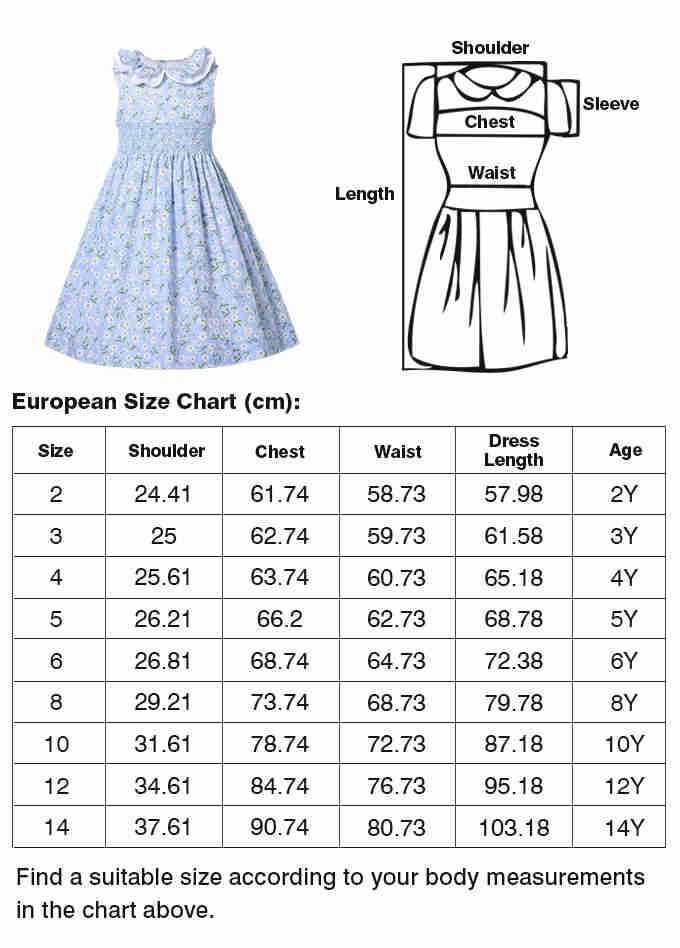 Light Blue Summer Printed Smocked Dress