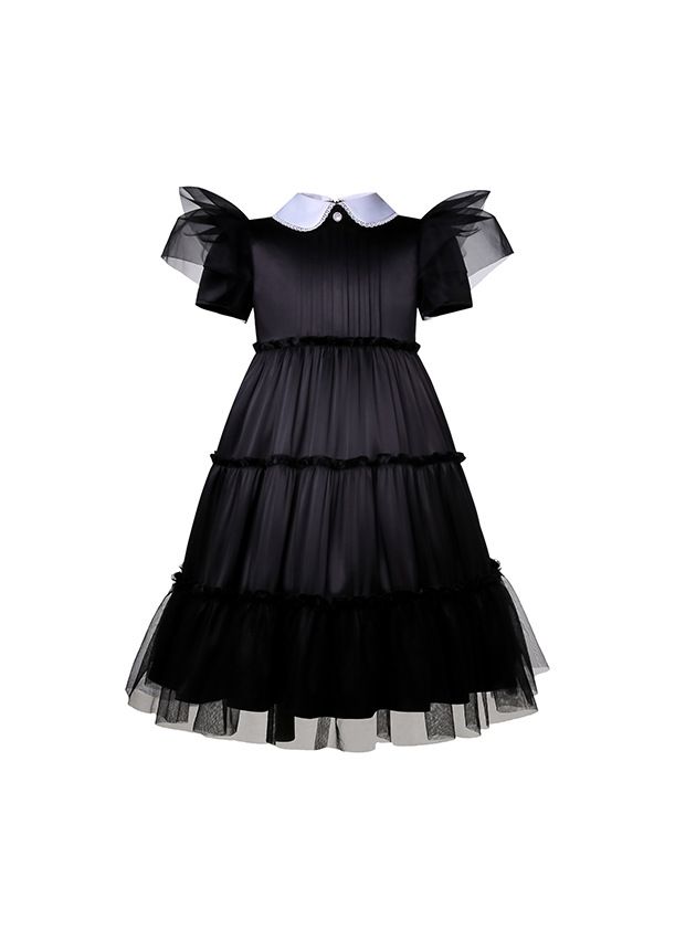 Black dress white collar girls best sale