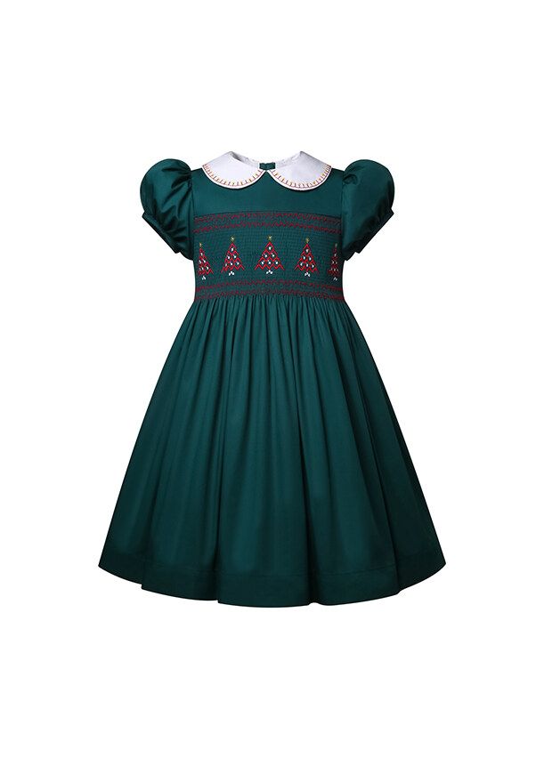Green smocked on sale christmas dresses