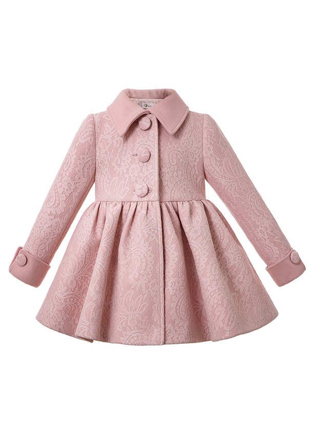 Winter Girls Nude Collar Button Coat Dresses Girl s