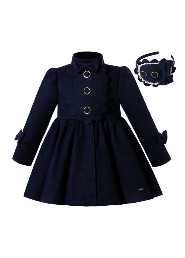 Girls navy cheap wool coat