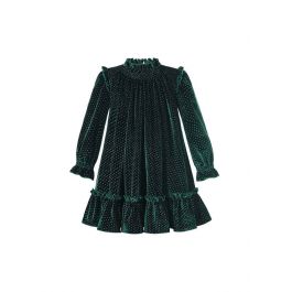 Winter Vintage Girls Green Dress With Sequined