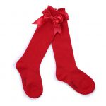 Girls Red Socks With Handmade Bow-knot 