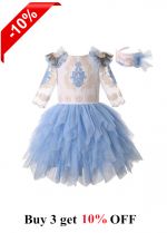 Three Quarter Sleeve Embroidered Tutu Dress + Handmade Headband