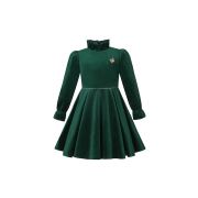 (PRE-ORDER) 2022 New A/W Girl Turtleneck Warm Green Velvet Christmas Dress