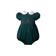 (Pre-order)Baby Girls Green Christmas Tree Smocked Romper
