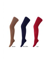 3 Pairs 100% Soft Cotton Girls Tights(Brown, Navy Blue, Red)