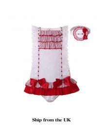 (UK ONLY)White & Red Lace Spring & Summer Baby Dress Set
