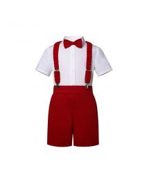 (Pre-order)Boys Red &White Short Set with Bow Tie