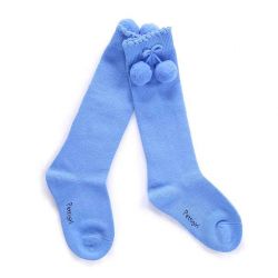 Girls Blue Pom Pom Socks