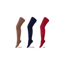 3 Pairs 100% Soft Cotton Girls Tights(Brown, Navy Blue, Red)