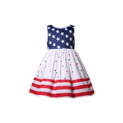 (PRE-ORDER)Girls 4th of July Star printed Dress