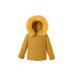 Yellow Single Breasted baby Sweater Coat With Detachable Hat