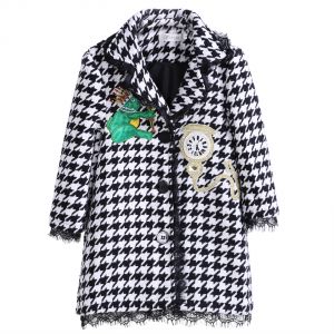 Autumn Spring Houndstooth Girl Coats