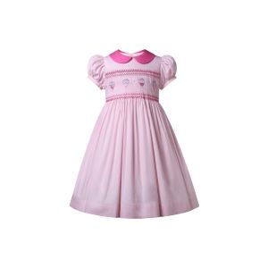 Girls Pink Colorful balloons Smocked Dresses
