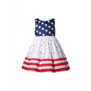 (PRE-ORDER)Girls 4th of July Star printed Dress