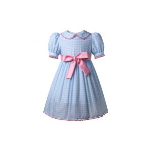 (Pre-order)Girls Blue Gingham Doll Collar The Shining Twins Inspired Dress