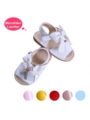 White Cute Girls Sandals Shoes With Handmade Bow-knot