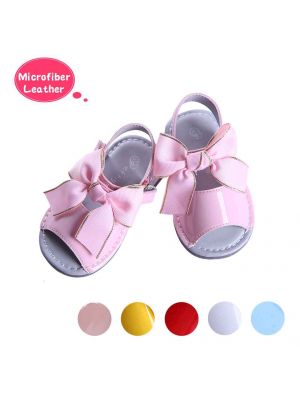 Pink Cute Girls Sandals Shoes With Handmade Bow-knot