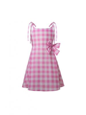 Girls Pink Gingham Adjustable Strap Dress