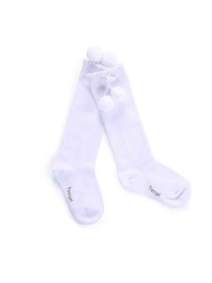 Girls White Pom Pom Socks