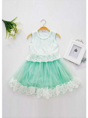 Lace Appliques Beaded Flower Girl Dress