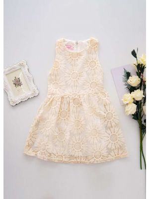 Sunflower Lace Beige Party Kids Dress