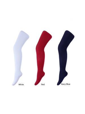 3 Pairs 100% Soft Cotton Girls Tights(White, Red, Navy Blue)