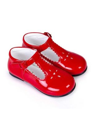 Red New Design Microfiber Leather Girls Hollow Shoes