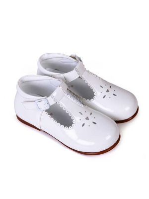 White New Design Microfiber Leather Girls Hollow Shoes