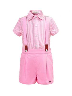 (ONLY Left 5Y 6Y 8Y ) Pink Grid Boy Clothing Set