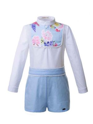 Blue Flower Printed Boy Clothing Set 