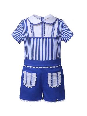 (ONLY 8Y Left) Blue Stripe Boy Clothing Set 