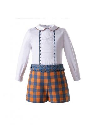 New Boys Cotton Sets With White Top + Orange Shorts