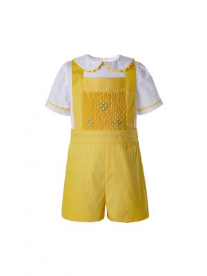 Yellow Boy Clothing Sets With White T-shirt + Yellow Casual shorts                       