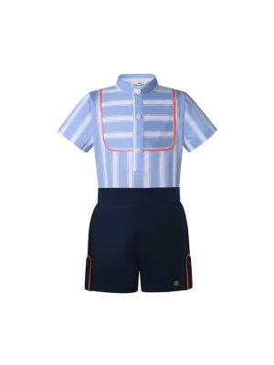Baby Boys Clothing Set Short Sleeve Blue and White Striped Shirt + Navy Shorts