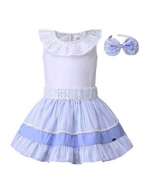 Solid Sleeveless Girl Clothes Set 