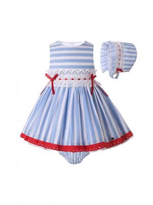 3 Pieces Baby Dress with Red Bows White Lace + Pants + Headband