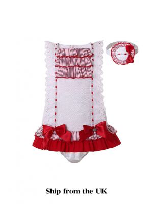 (UK ONLY)White & Red Lace Spring & Summer Baby Dress Set
