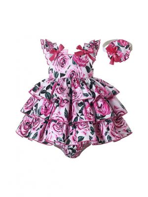 Baby Floral Summer Dress Set + Handmade Headband
